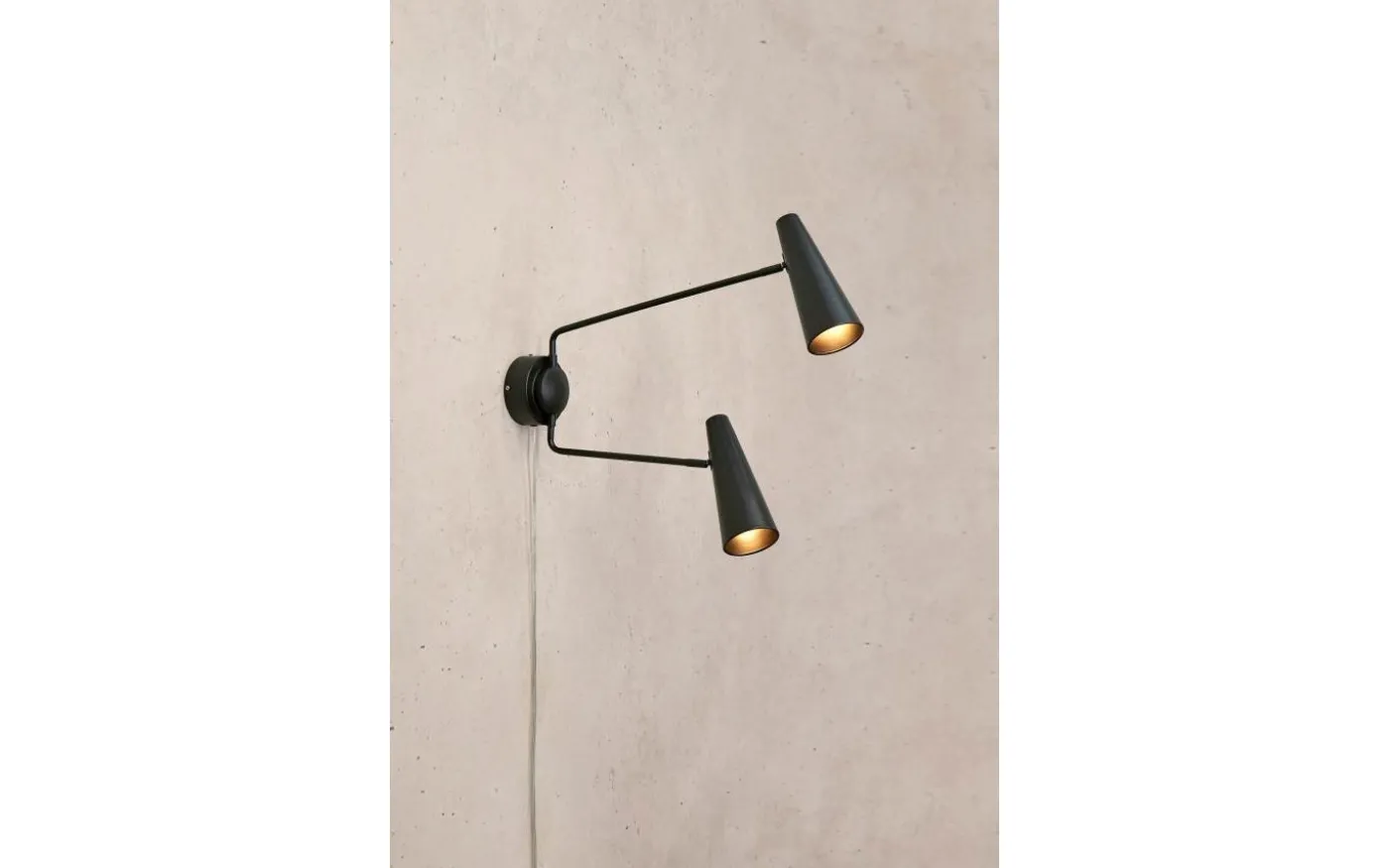 Peak Vägglampa Svart Dubbel