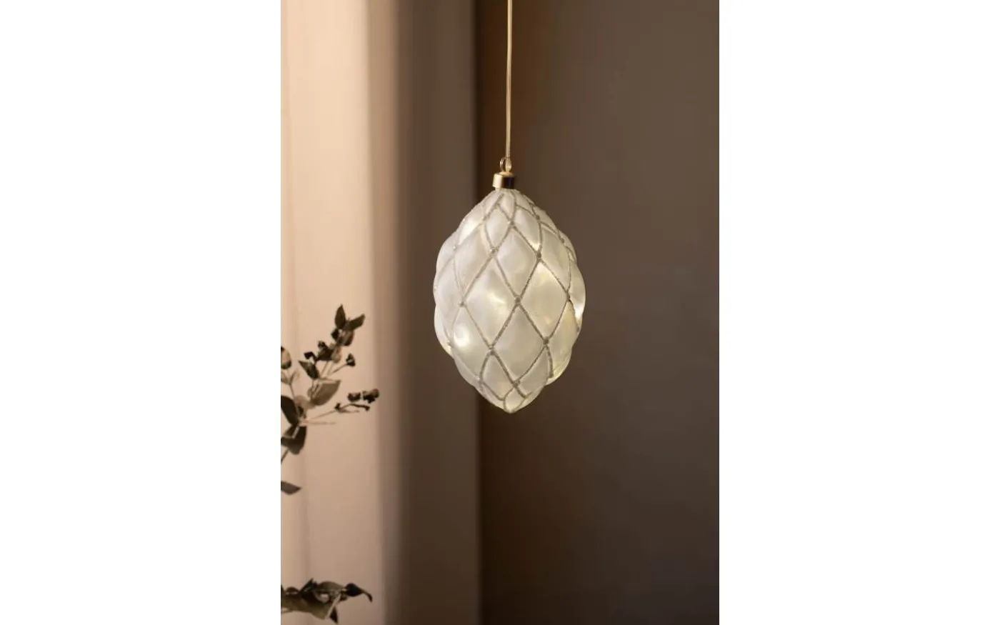 Pearl Batteridriven Dekoration 12cm Vit