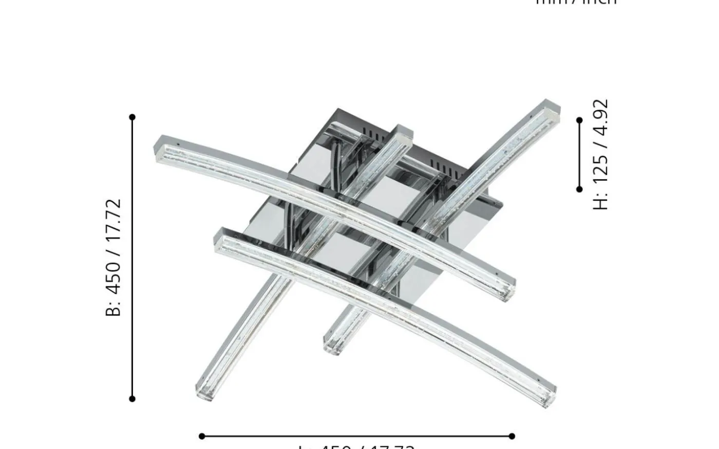 Pertini Plafond 45cm LED 3000K 17,2W Krom