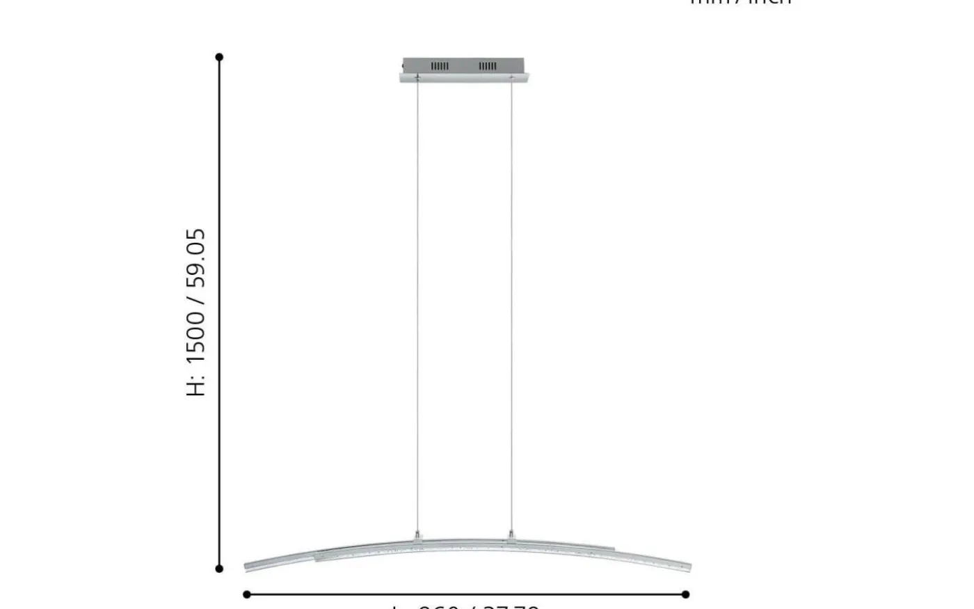 Pertini Taklampa 96cm LED 3000K 2x10,8W Krom