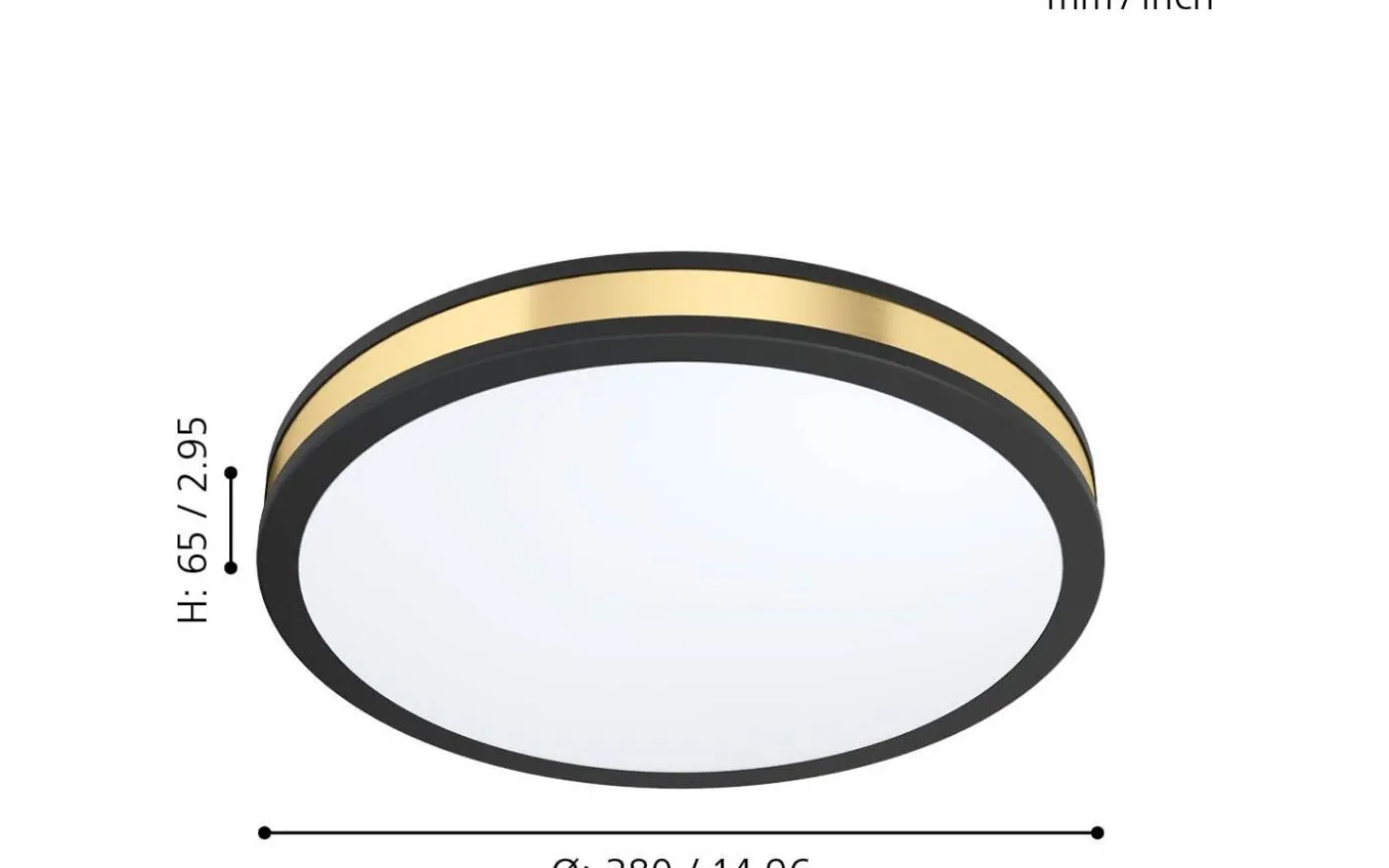 Pescaito Plafond 38cm LED 3000K 19,5W Svart/Guld