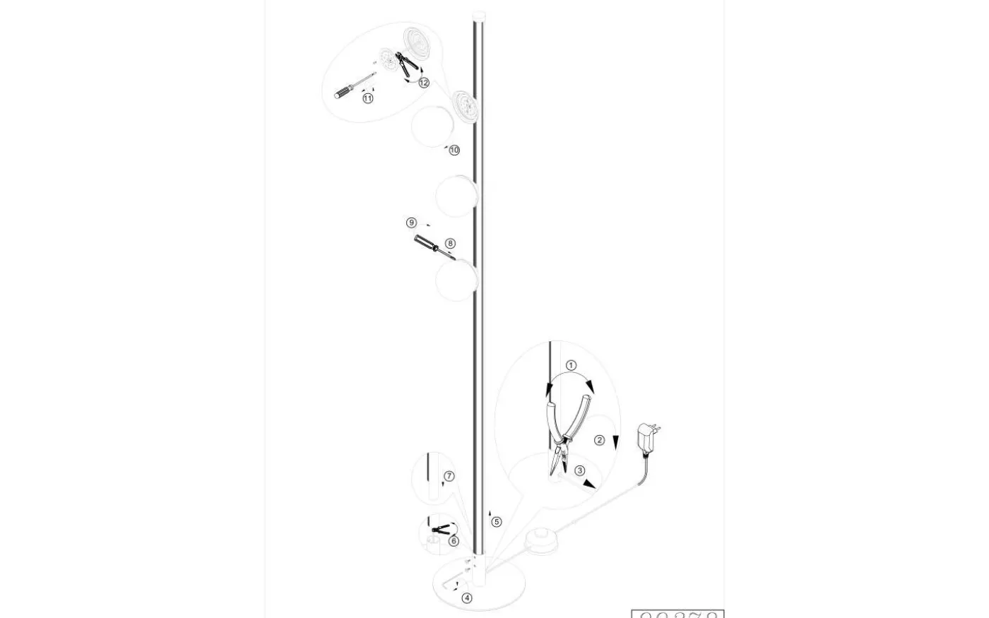 Phianeros Golvlampa 140cm LED 3000K 12W Svart
