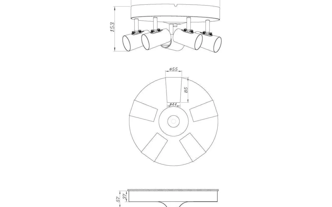 Pilot Takspotlight 30cm 5L Svart