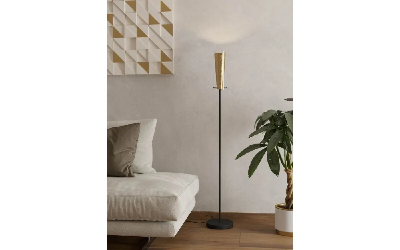 Pinto Golvlampa 147cm Svart/Guld