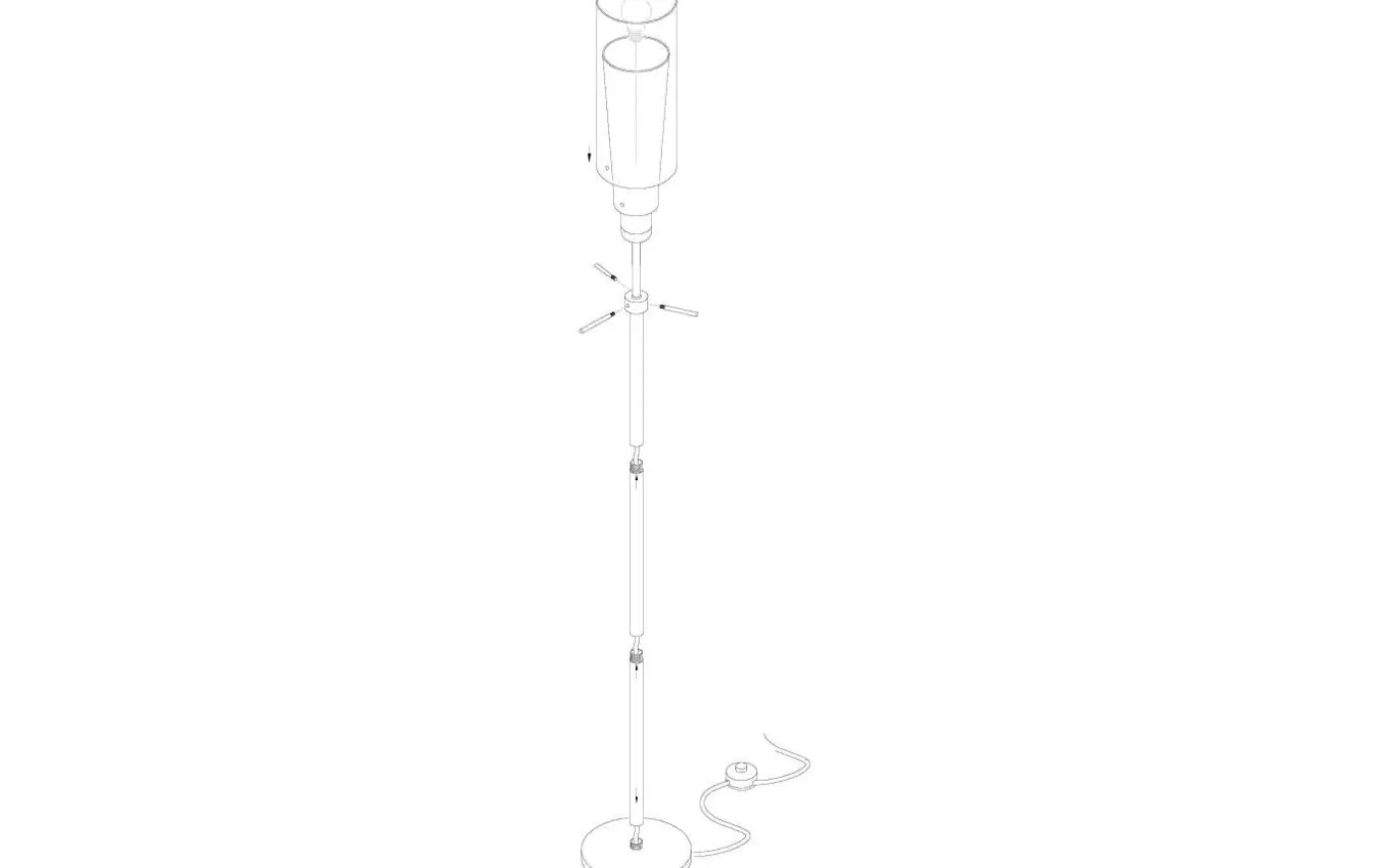 Pinto Golvlampa 147cm Svart/Guld