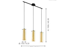 Pinto Taklampa 73cm Bladguld