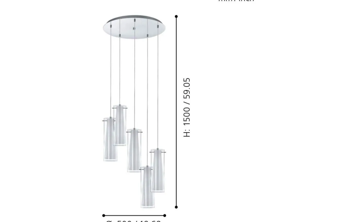 Pinto Taklampa 50cm Krom