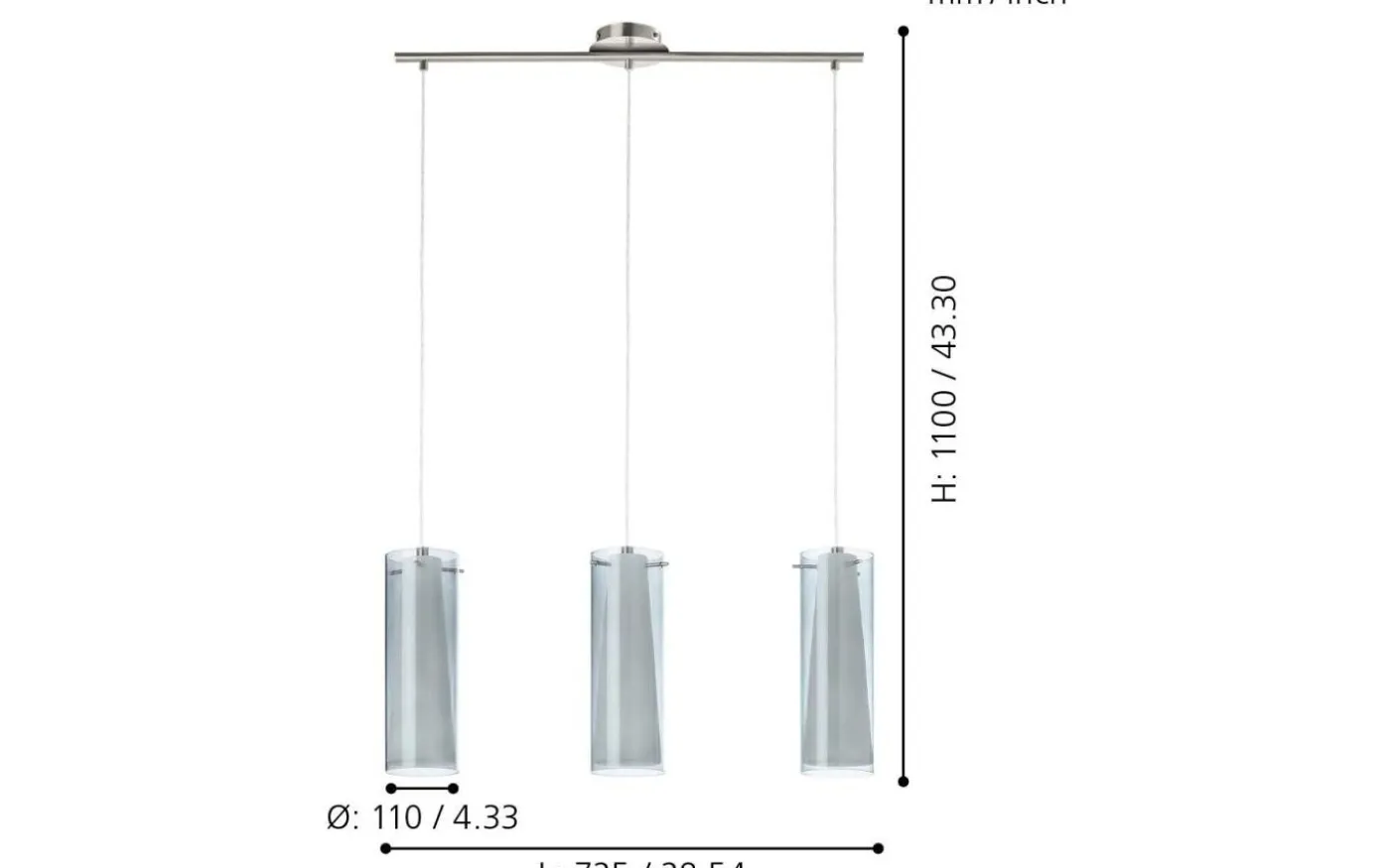 Pinto Taklampa 73cm Smoke