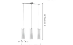 Pinto Taklampa 73cm Vit