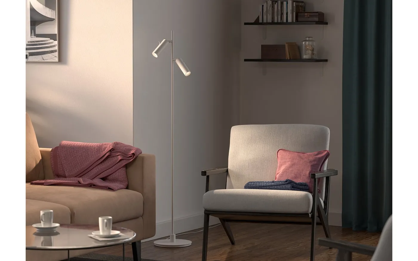 Pipeline Golvlampa 133cm 2L Mattvit