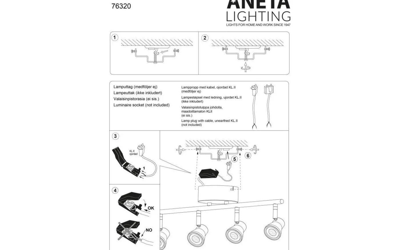 Pluto Takspotlight 60cm LED 4x5W 3000K Vit