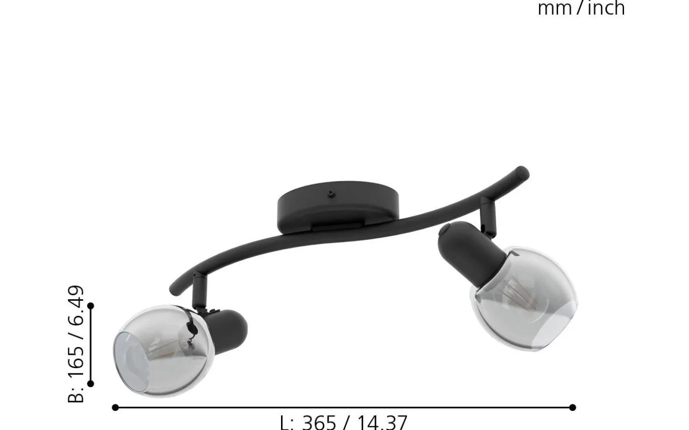 Pollica Takspotlight 37cm Svart