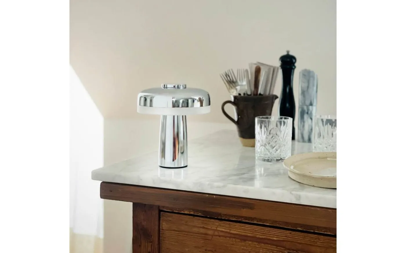 Porter Uppladdningsbar Bordslampa 16,5cm Krom