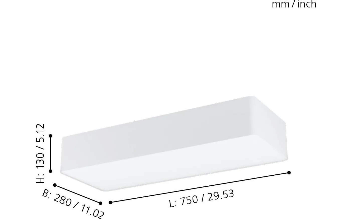 Posaderra Plafond 75cm Vit