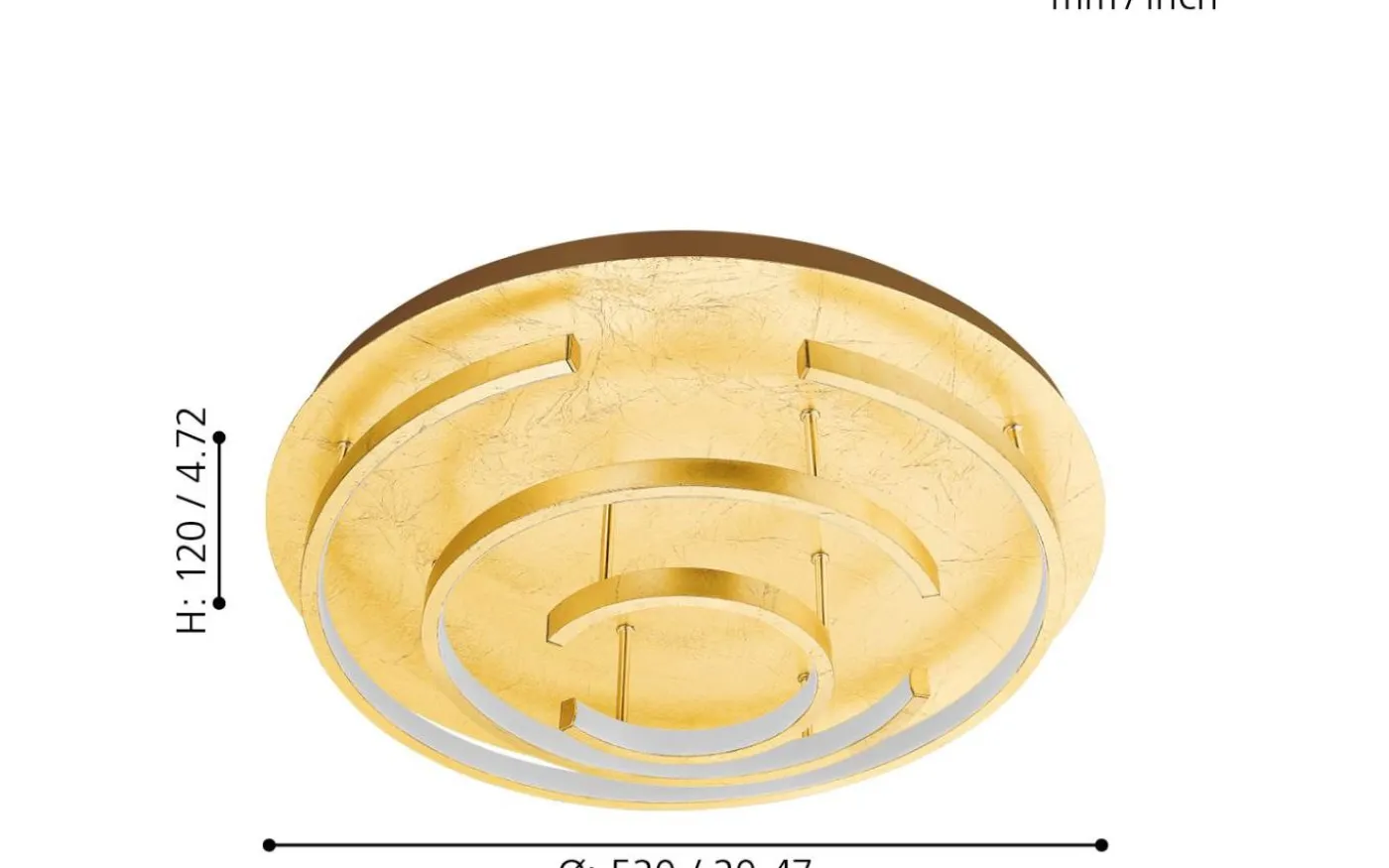 Pozondon Plafond 52cm LED 3000K 22,5W Guld