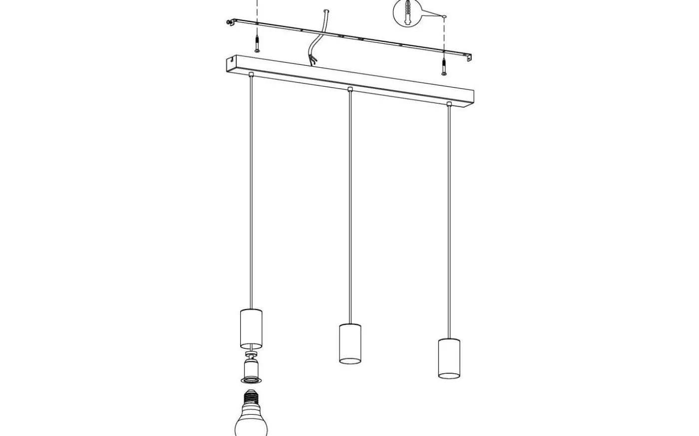 Pozueta Taklampa 84cm Svart