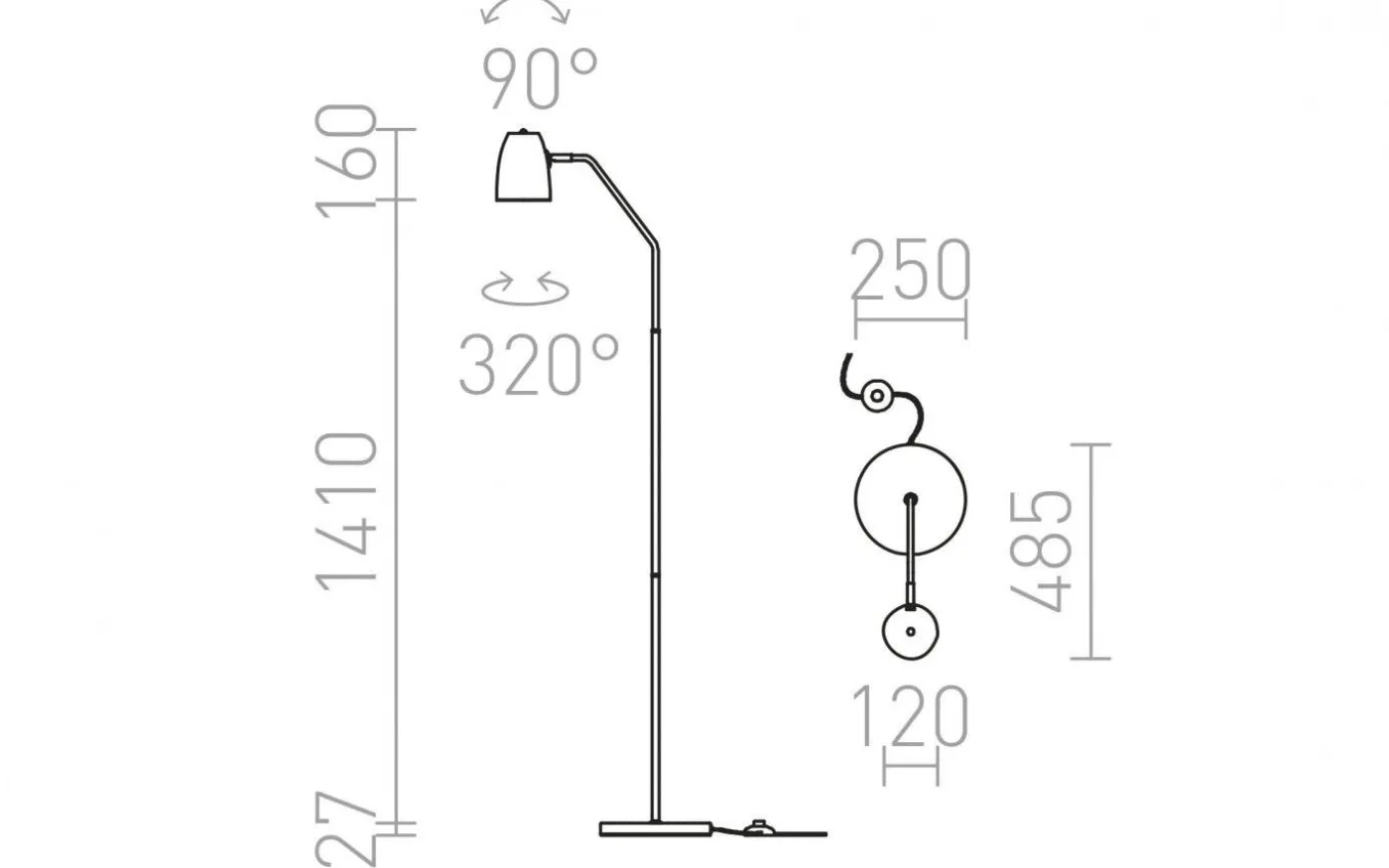 Pragma Golvlampa 160cm Svart/Krom E27