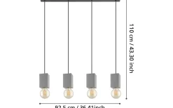 Prestwick 3 Taklampa 93cm Grå