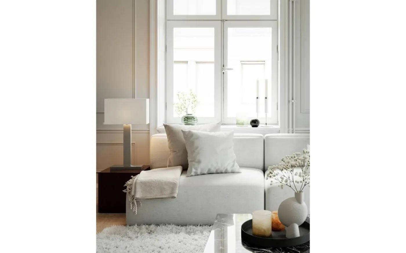 Prime Bordslampa 69cm Satin/Vit