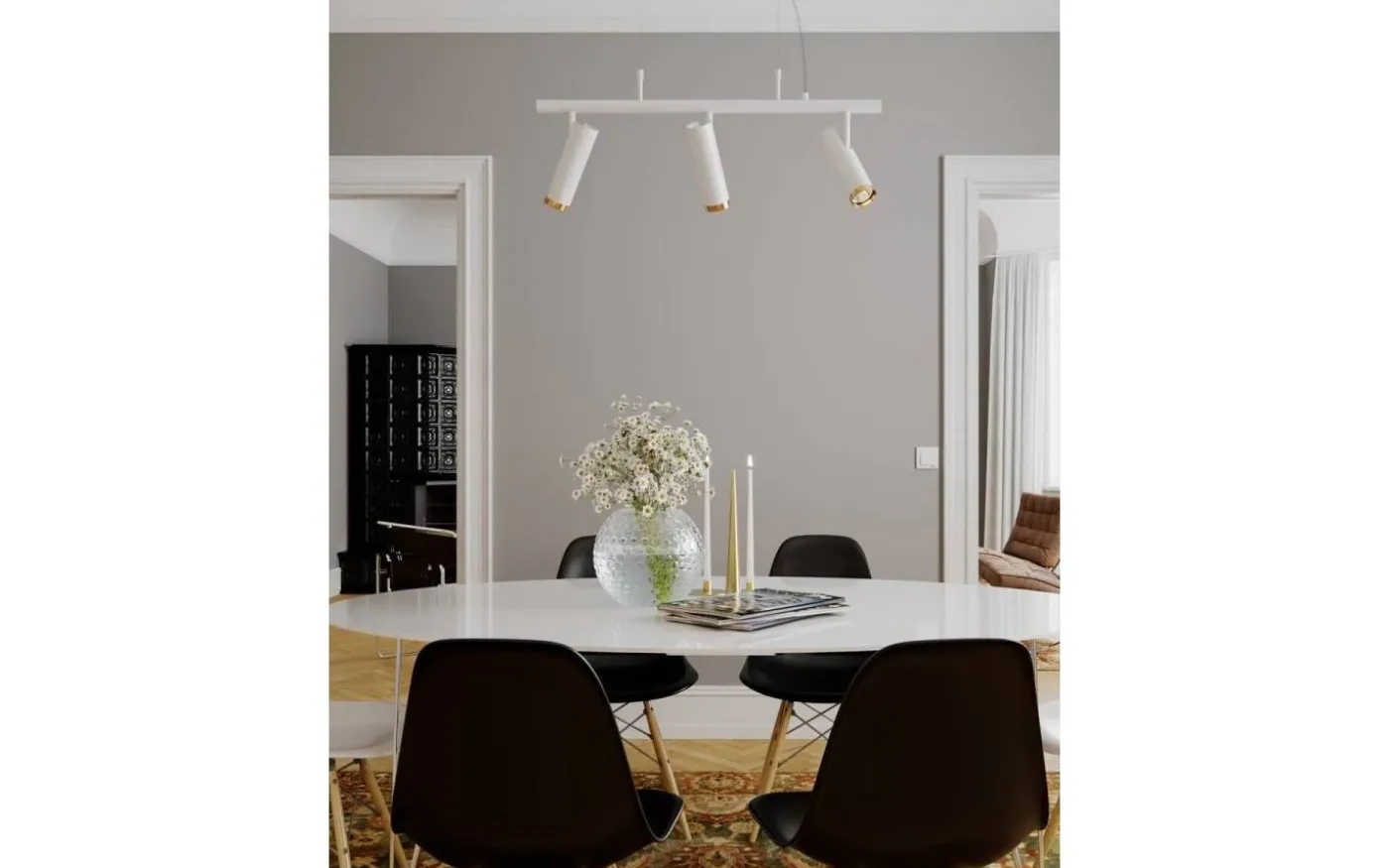 Puls Taklampa 80cm 3L Vit/Mässing