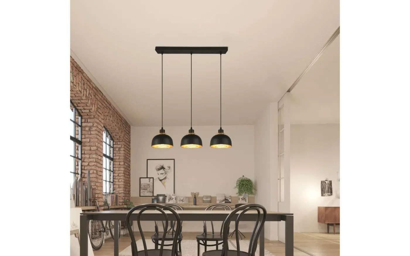 Punch Takpendel 3-delad E27 mattsvart