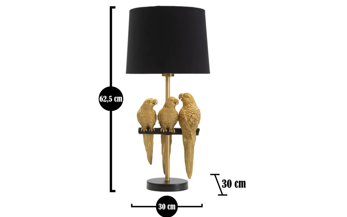 Punto Bordslampa Papegojor 62,5cm Guld/Svart
