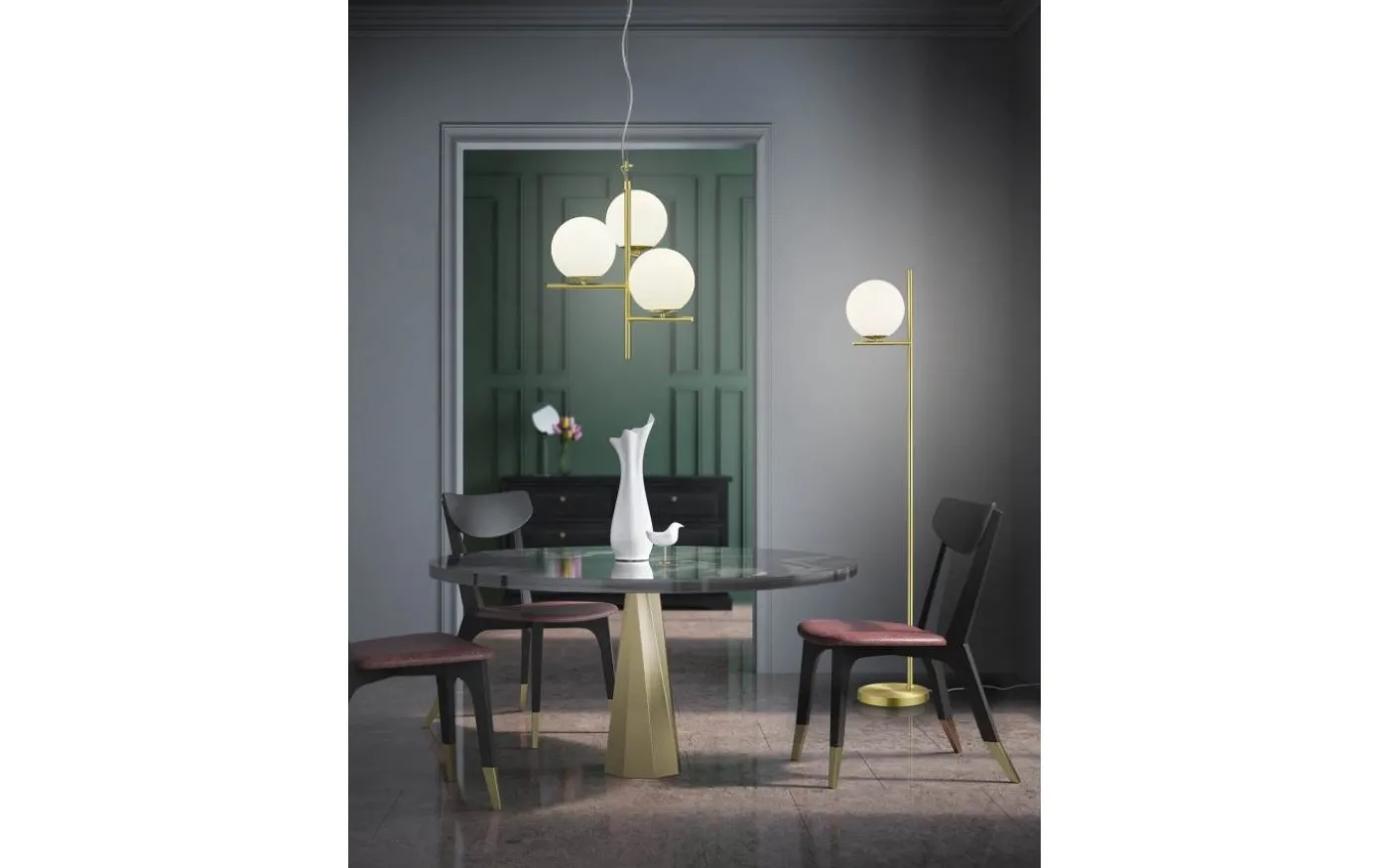 Pure Golvlampa E14 matt mässing