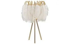 Quinto Bordslampa Fjäderställ 60cm Vit/Guld