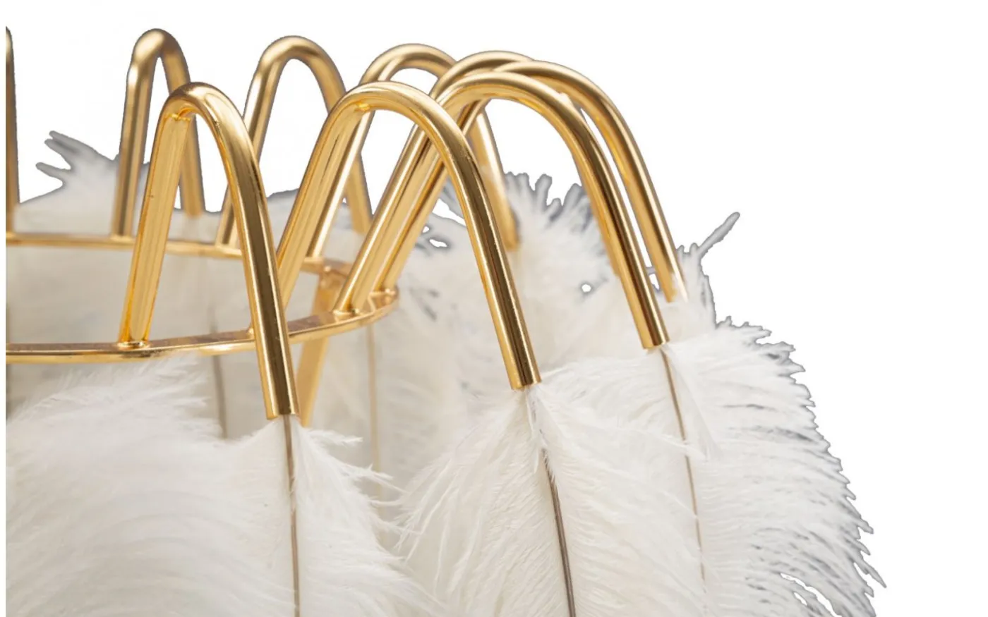 Quinto Bordslampa Fjäderställ 60cm Vit/Guld