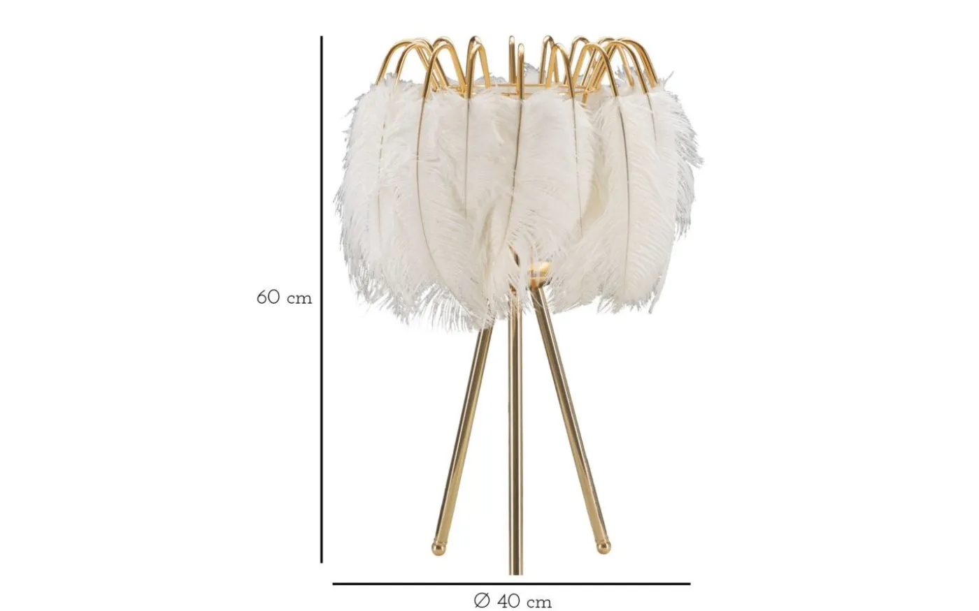 Quinto Bordslampa Fjäderställ 60cm Vit/Guld