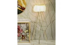 Quinto Golvlampa Fjäderställ 147cm Vit/Guld