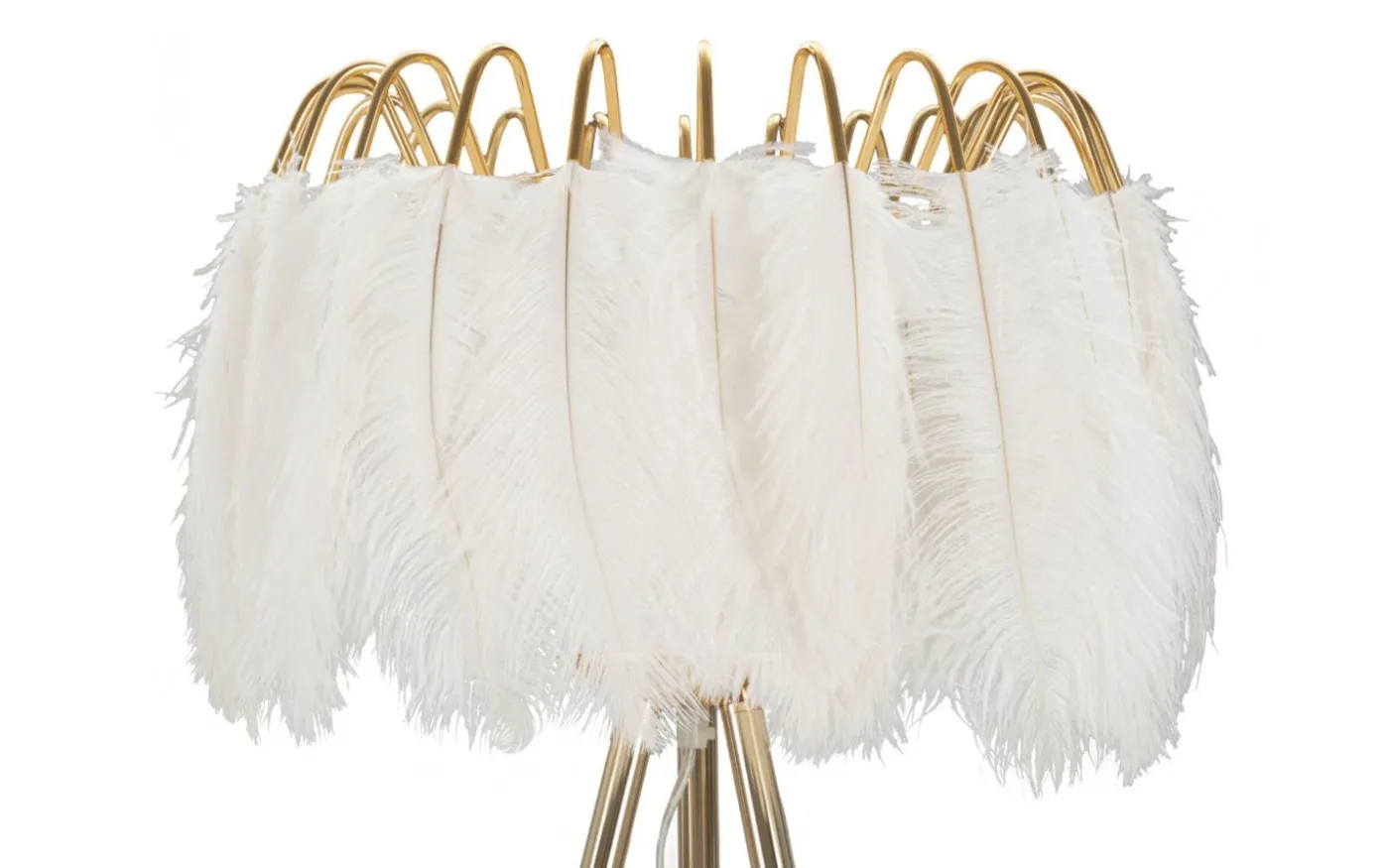 Quinto Golvlampa Fjäderställ 147cm Vit/Guld