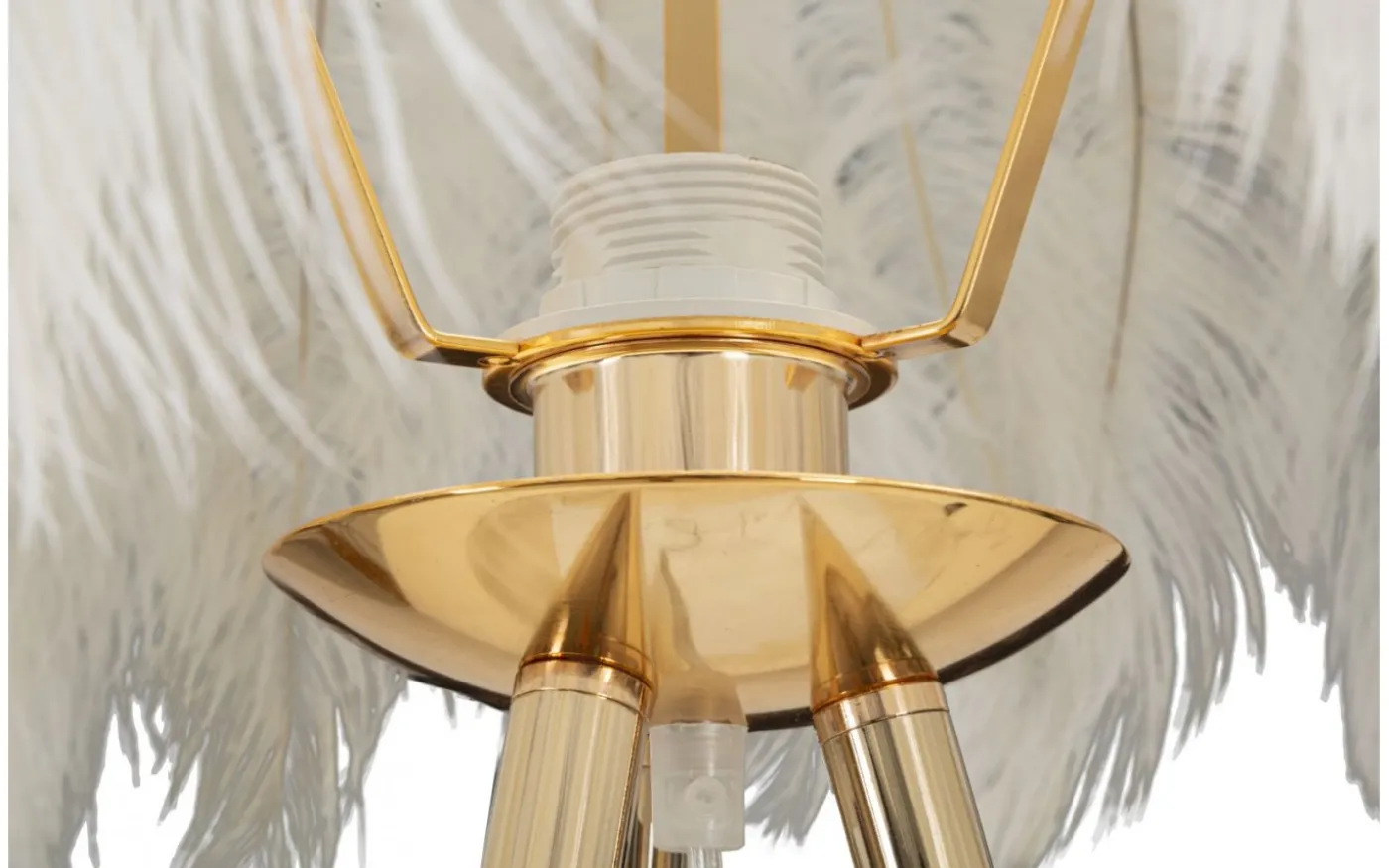 Quinto Golvlampa Fjäderställ 147cm Vit/Guld