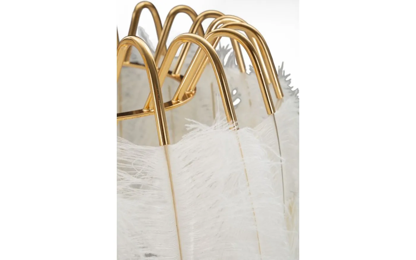 Quinto Golvlampa Fjäderställ 147cm Vit/Guld