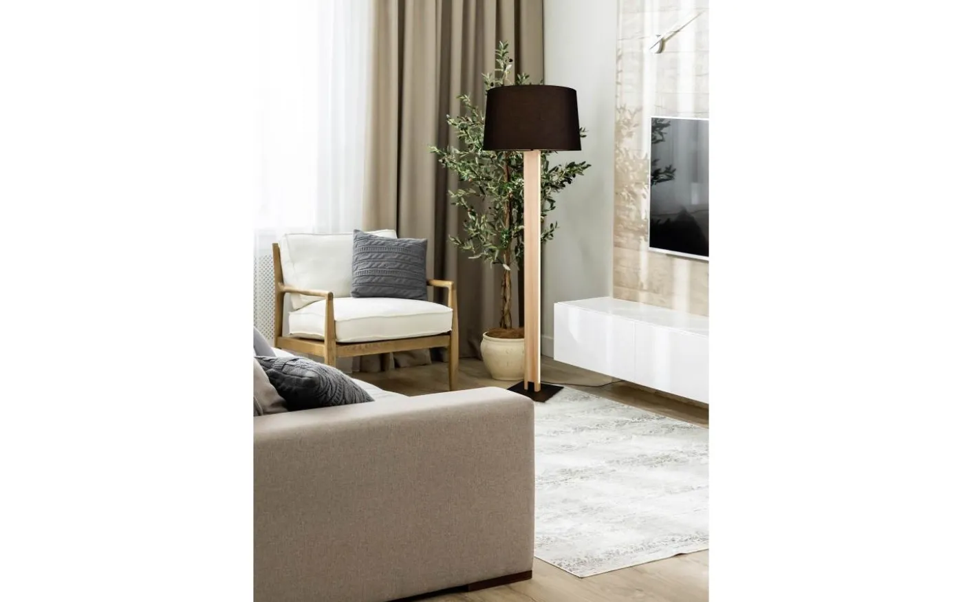 Rahul Golvlampa LED + E27 trä/svart