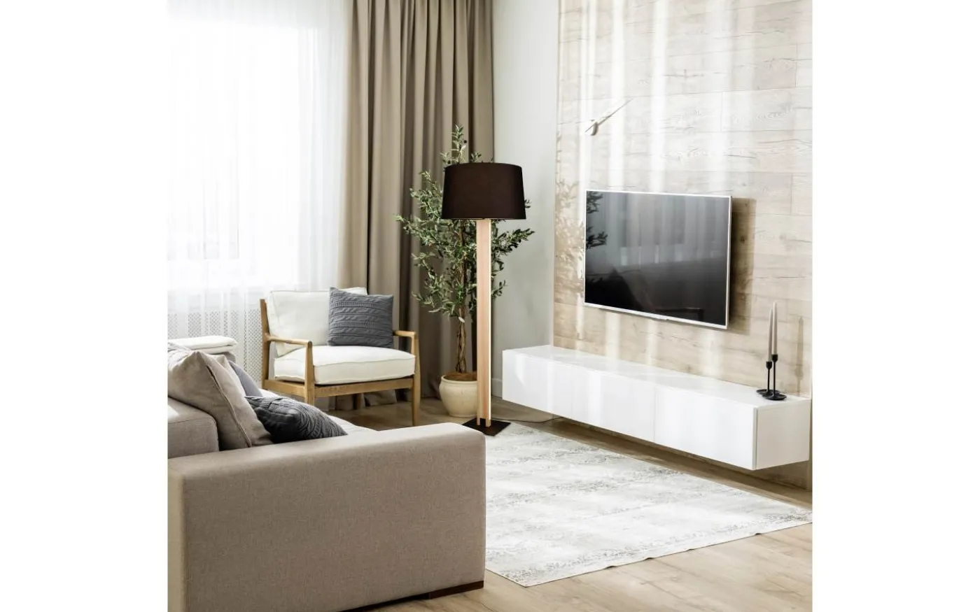 Rahul Golvlampa LED + E27 trä/svart