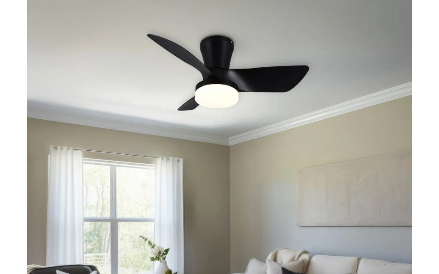 Randers Takfläkt 76cm LED mattsvart