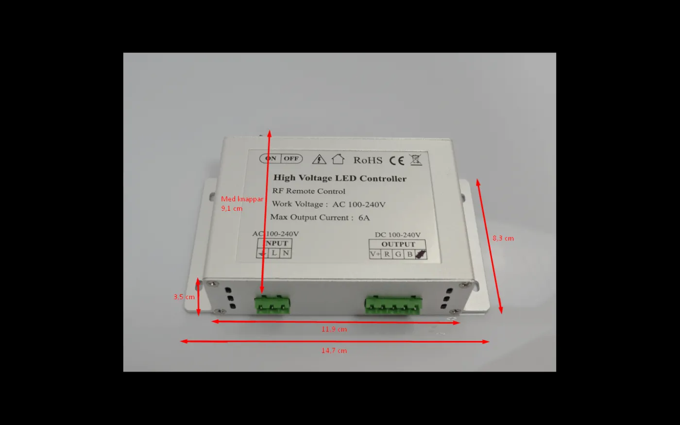RGB kontroller med RF-fjärr för 230V RGB Led strip Vit
