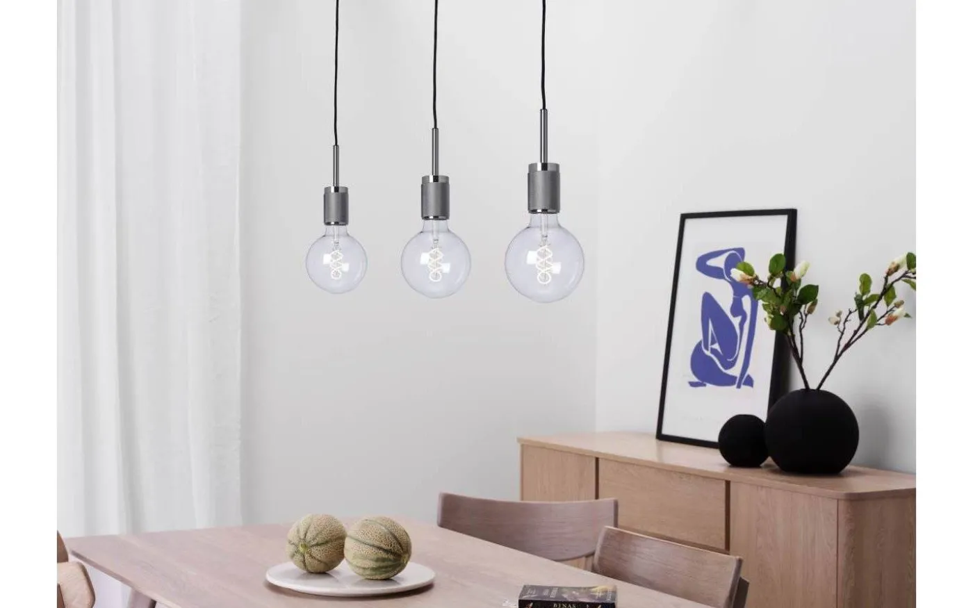 Rille Taklampa 3L 85cm Borstad Krom