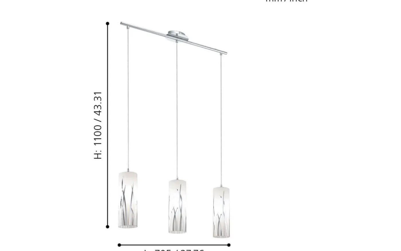 Rivato Taklampa 71cm Krom