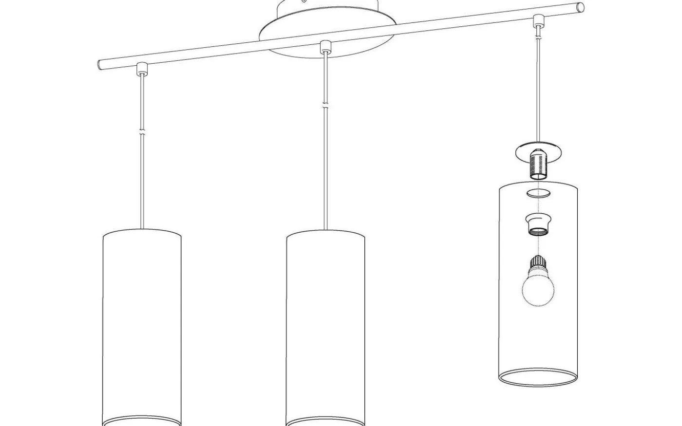 Rivato Taklampa 71cm Krom