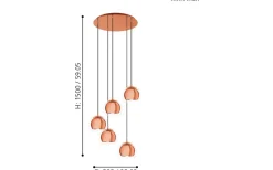Rocamar Taklampa 59cm Koppar