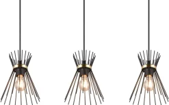 Rod Taklampa 3-delat E27 svart/guld