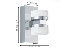 Romendo Up/Down Vägglampa LED 3000K 2x7,2W Krom IP44
