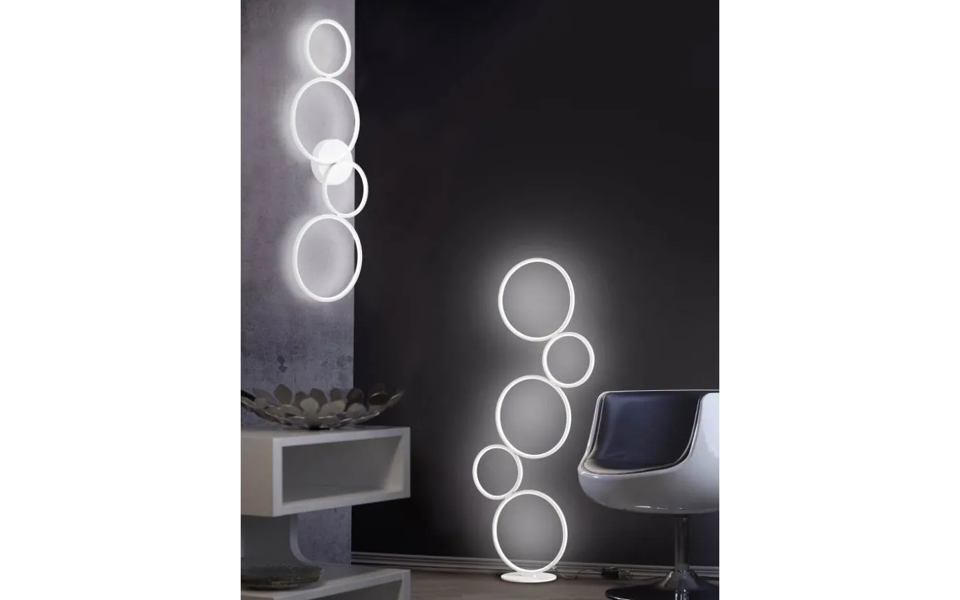 Rondo Plafond LED 4-delad mattvit