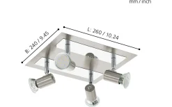 Rottelo Takspotlight 26cm GU10 LED 4x4,6W Nickel