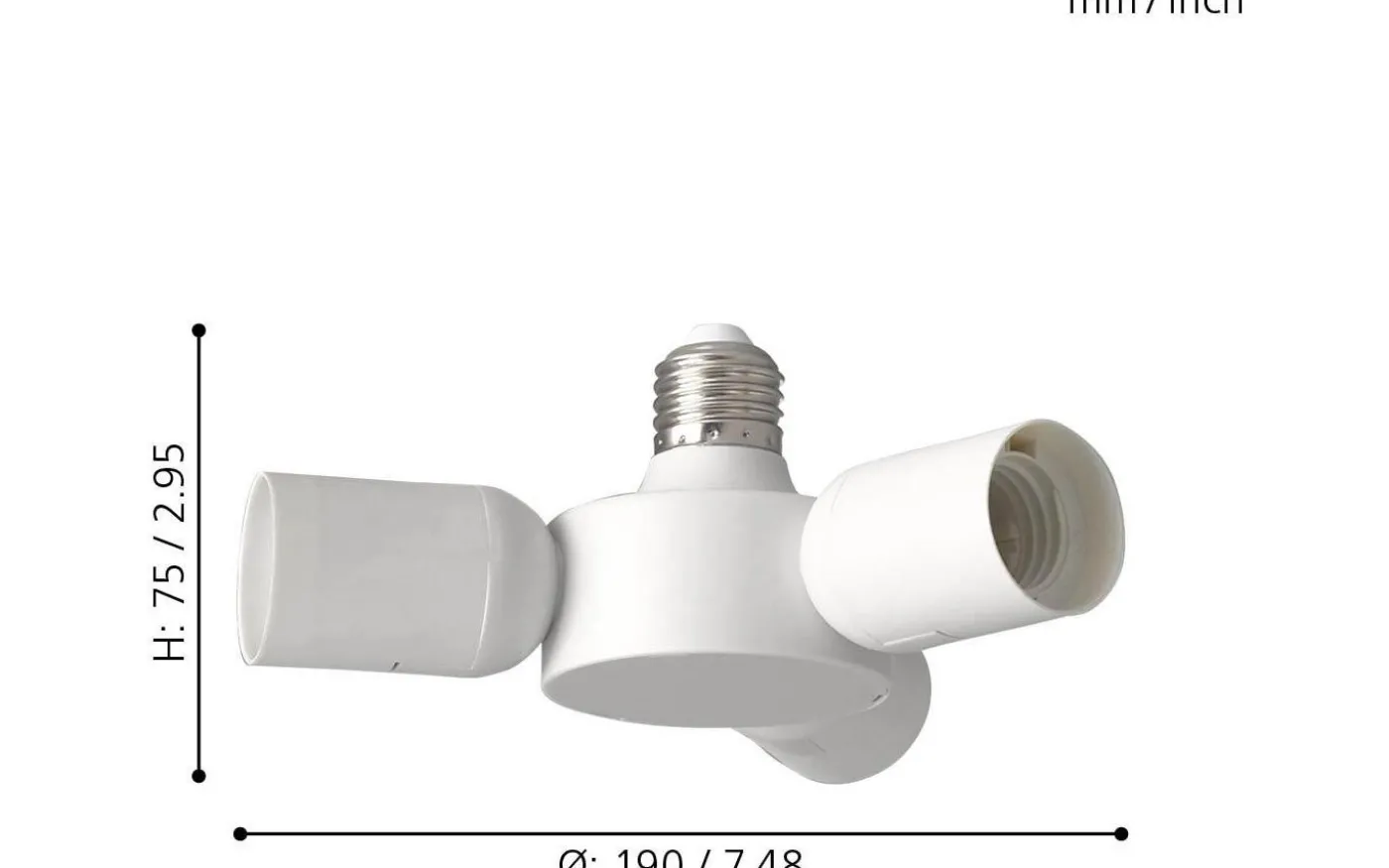 Rueda Pendeladapter E27 1 till 3 Vit