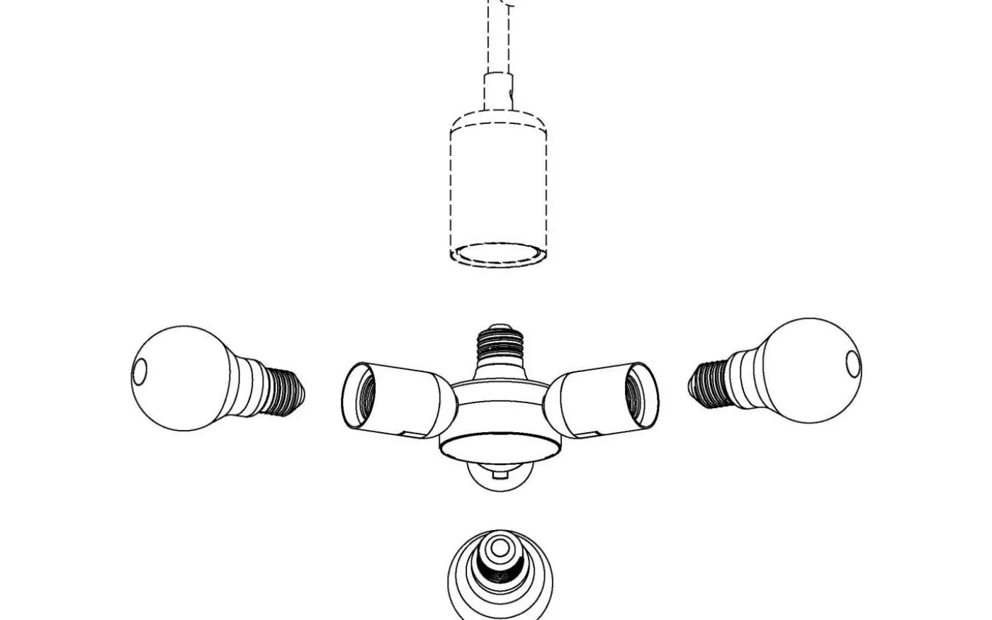 Rueda Pendeladapter E27 1 till 3 Vit