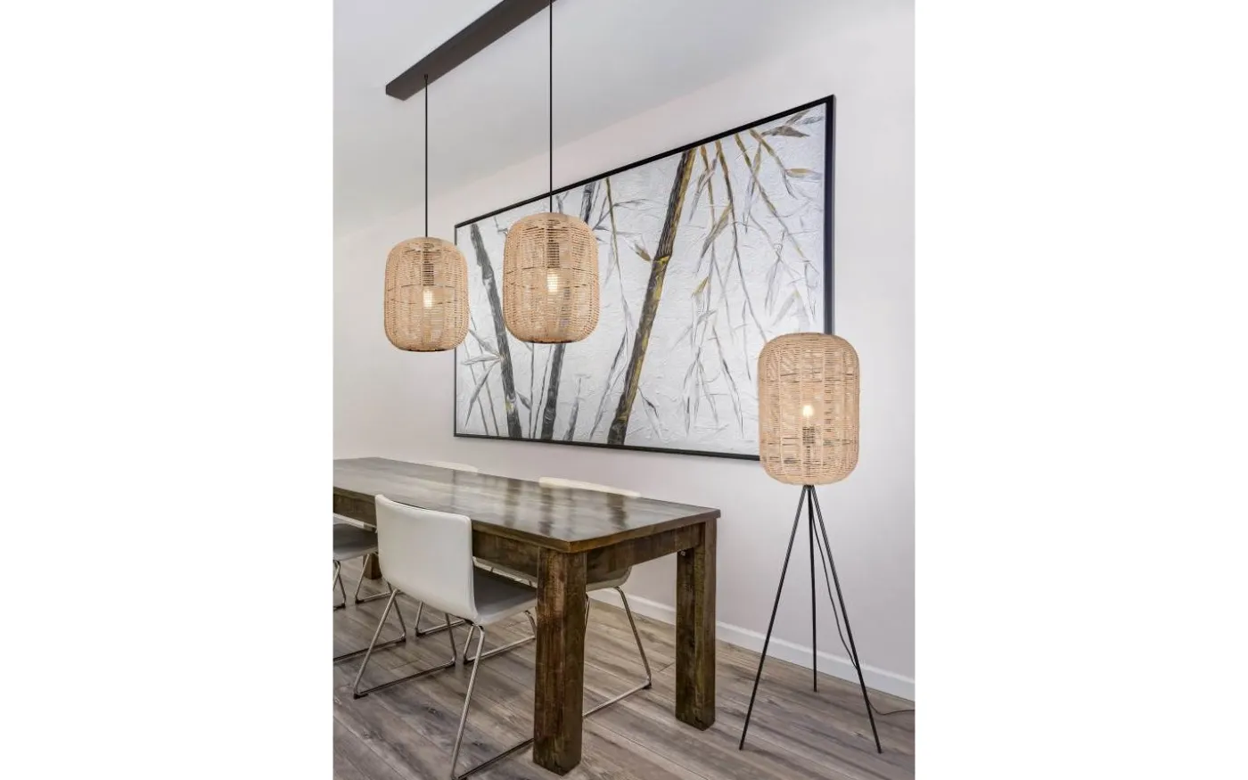 Runa Golvlampa E27 matt svart/sisal