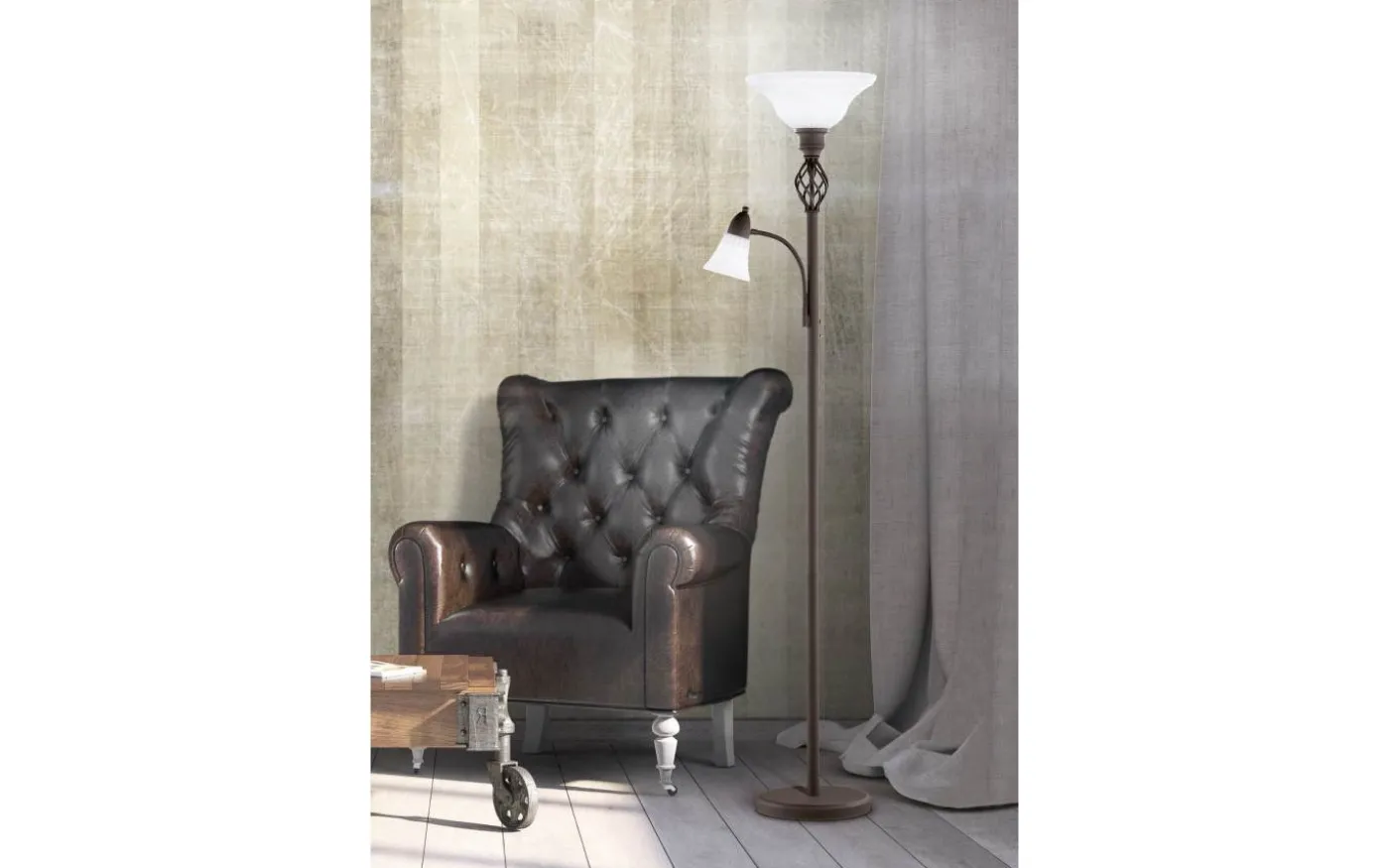 Rustica Golvlampa uplight E27 + E14 rustik